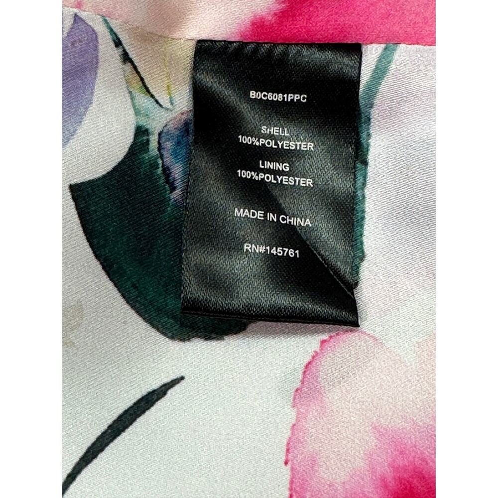 Parker Black Charlotte Watercolor Floral Satin High Low Midi Dress Size 4 - Picture 14 of 14